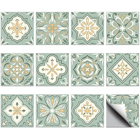 CHGCRAFT 36PCS Green and Yellow Tile Stickers Cover