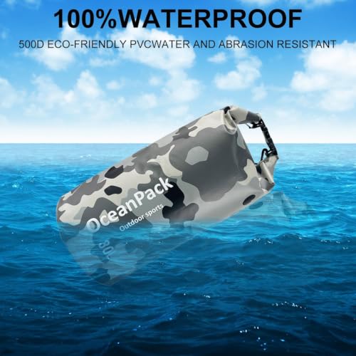 Image of Waterproof Dry Bag with Phone Case, 2L /3L /5L /10L /15L /20L /30L, Floating and Lightweight Bags for Kayaking Rafting Boating River Trekking-Multi Color (10 Liter Grey)