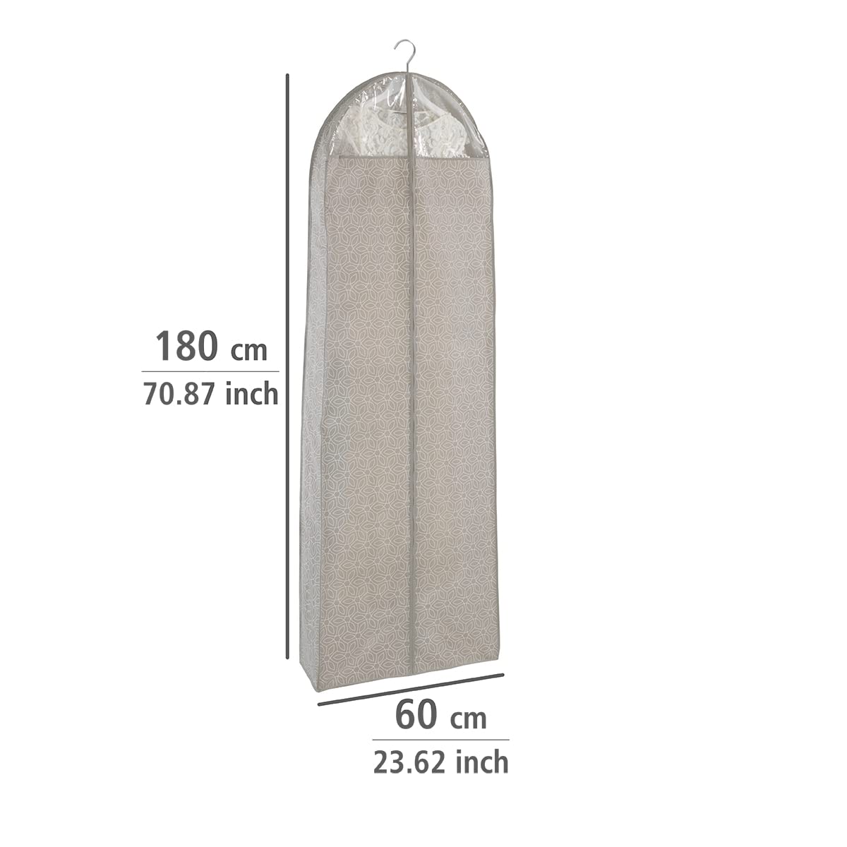 WENKO Bolsas portatrajes Balance 180 x 60 cm - Funda para ropa, protección segura, almacenamiento para trajes y vestidos, Polipropileno, 60 x 180 cm, Taupe (Paquete de 2)