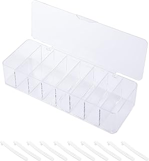 YAKALIKA Scatola per la gestione dei cavi in plastica con coperchio e 10 fascette per cavi, valigetta elettronica portatile trasparente con 8 scomparti, cassetto da scrivania, accessori per ufficio
