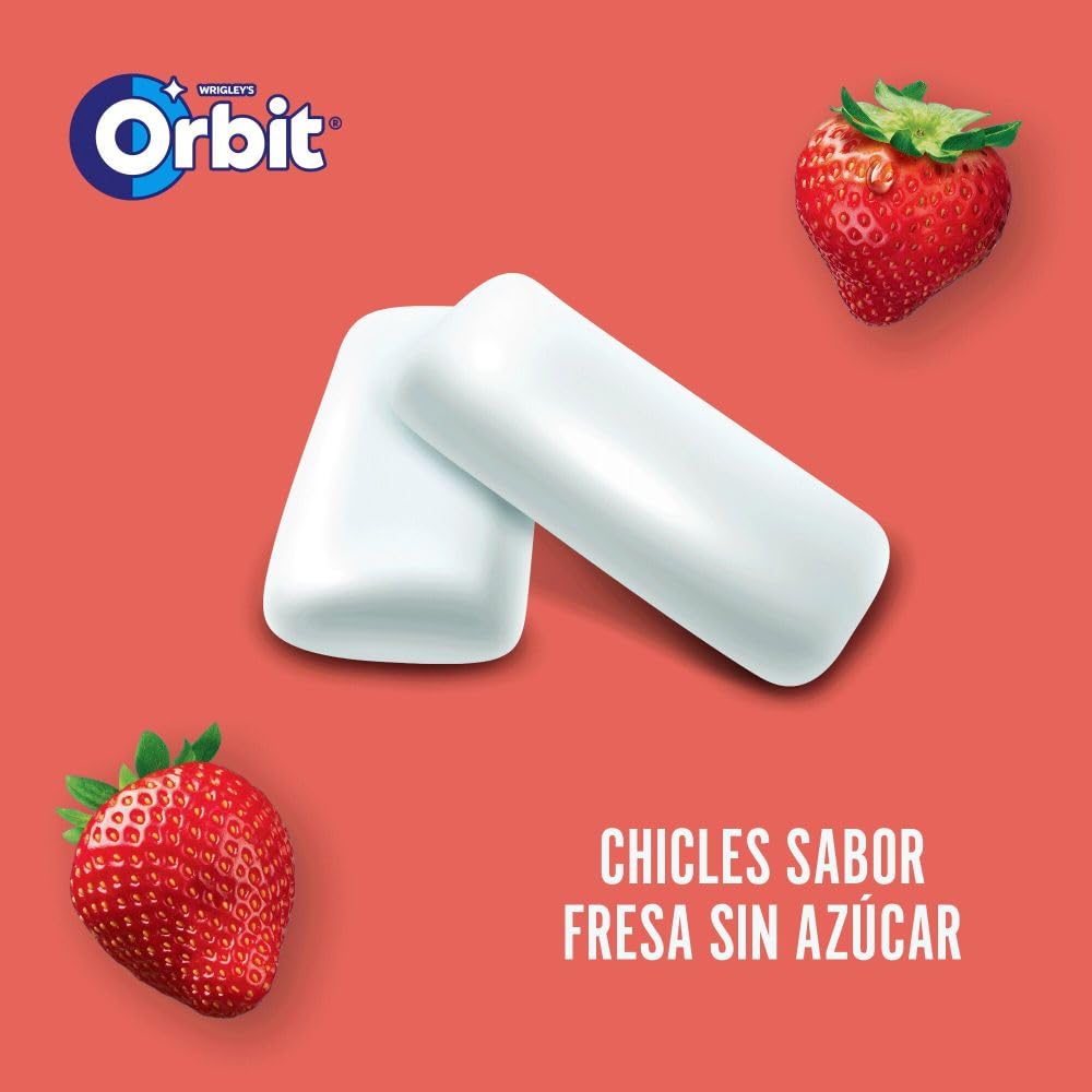 Orbit Chicles Sin Azúcar Sabor Fresa, Afrutado, Intenso y de Larga Duración en formato Gragea (30 x 10 chicles) & Chicles Sin Azúcar Sabor Menta, Fresco, Intenso y de Larga Duración en formato Gragea