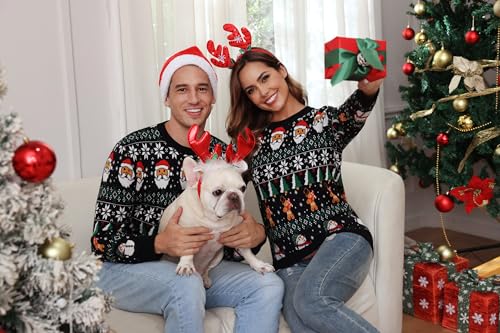 Image of Aiboria Matching Family Ugly Christmas Reindeer Snowflakes Sweater Pullover for Women /Men /Boys /Girls