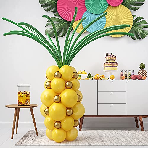 HOUSE OF PARTY - Pineapple Balloon Tropical Garland Kit 64 Pcs | 5" 10" 12" Green, Yellow, Gold Pineapple Balloons with Long Latex Balloon | Pineapple Party Decorations & Pineapple Birthday Party Supplies