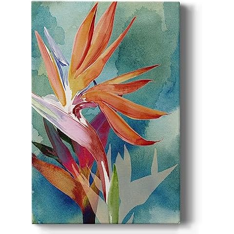 Renditions Gallery Canvas Nature Decor Home Paintings & Prints Vivid color Birds of Paradise Flowers Abstract Wall Artwork for Living Room Office Kitchen - 18"X27" LT527 Cover