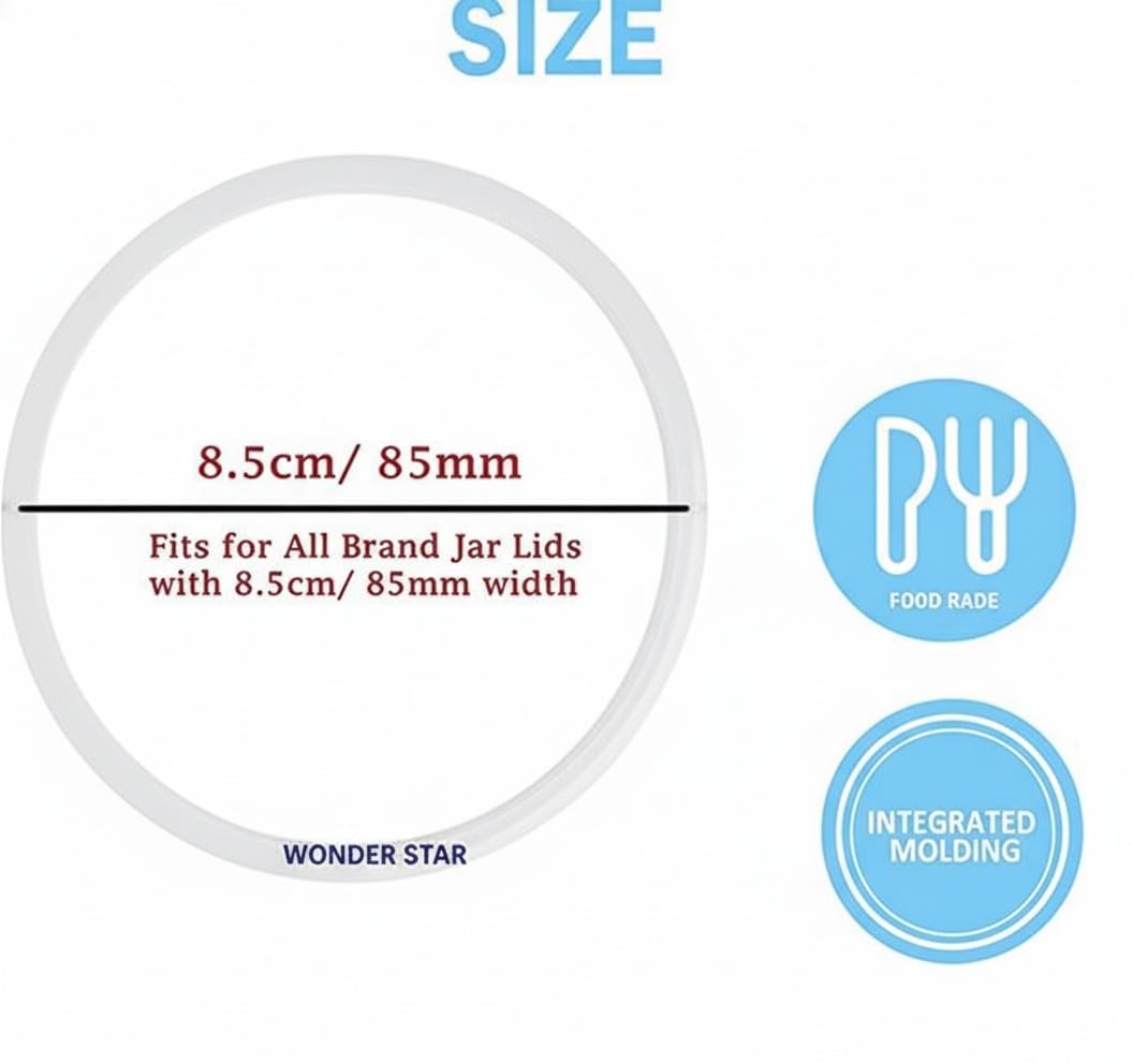 Wonder Star Universal Silicone Gasket Ring Set, 3 Sizes (8.5cm, 11cm, 12.8cm), Food Grade Flexible Sealing Rings Compatible for Preeti, phlips, Buterfly, sumeet Mixer Grinder Jars, Pack of 3 — Amazon image 6