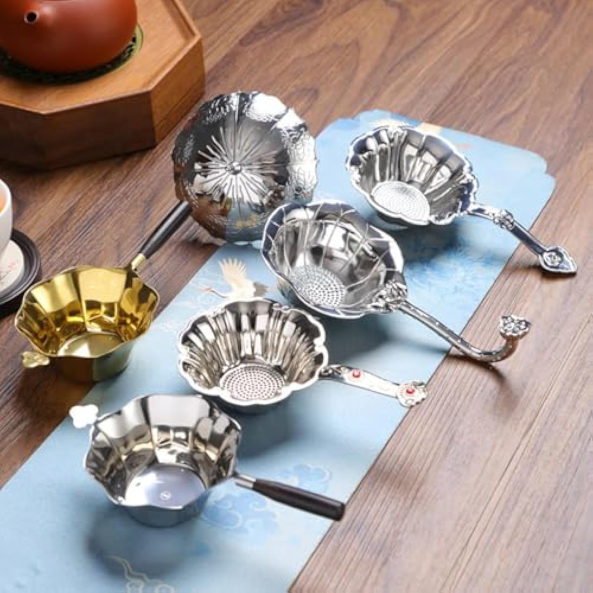 Decorative Pattern Alloy Tea Sieve Strainer for Gongfu Tea