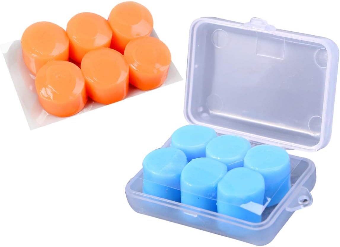 Outanaya 6pair Silicone Swimming Ear Plugs and Ergonomic Ear Protectors for Adults and Boys and Girls Per Box Orange for Swimming Snorkeling and Bathing