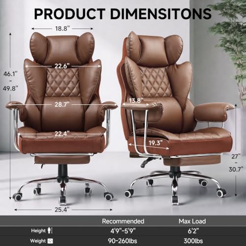 Image of GTPLAYER Gaming Chair,Office Chair with Pocket Spring Lumbar Support, Ergonomic Comfortable Wide Office Desk Computer Chair with Outward Fixed Soft Armrests and Footrest(Brown)
