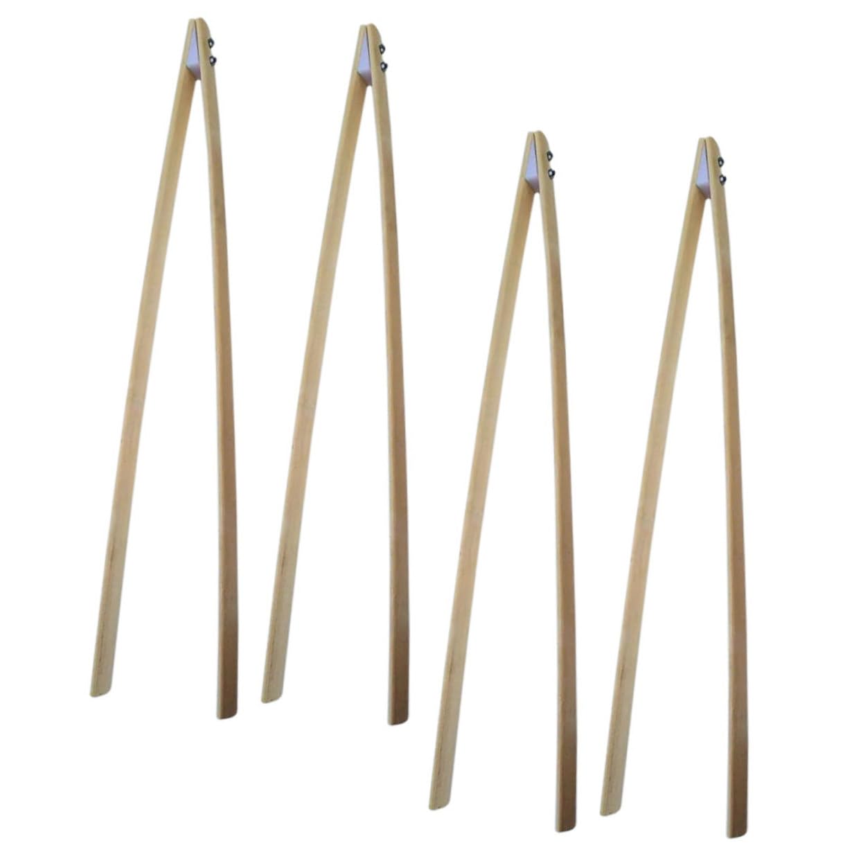 Hohopeti Ergonomic Bamboo Trash Clip 4-Piece Litter Picker Sturdy Grabber for Easy Garbage Removal for Home Garden