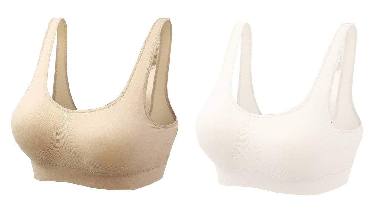 Women's Air Bra, Sports Bra, Stretchable Padded & Non-Wired Seamless Bra, Free Size (Fits Best - Size 28 to 36, Combo of 2)-image-34