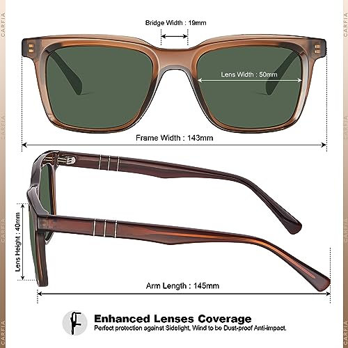 CARFIA Square Sunglasses for Men Polarized Lightweight Retro Classic 100% UV Protection Driving Glasses4