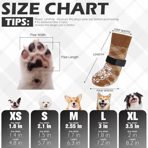 EXPAWLORER Dog Socks for Summer Hot Pavement to Prevent Licking Paws, Anti Slip Doggie Booties Grippy Shoes for Hardwood Floors, Boots & Paw Protectors for Small Medium Large Senior Dogs Khaki XL by EXPAWLORER - Image 2