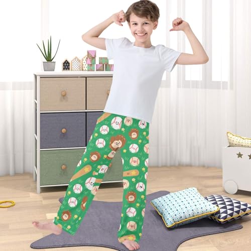 Boy's Pants Cute Baseball Character Jogger Pants Elastic Waist Long Bottoms Trousers with Pockets 6-14 Years4
