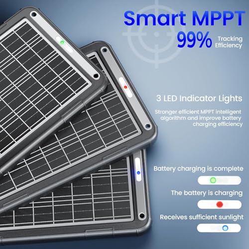 Image of POWOXI 15W 12V Solar Battery Charger Trickle Maintainer Kit for Car (Pack of 2)