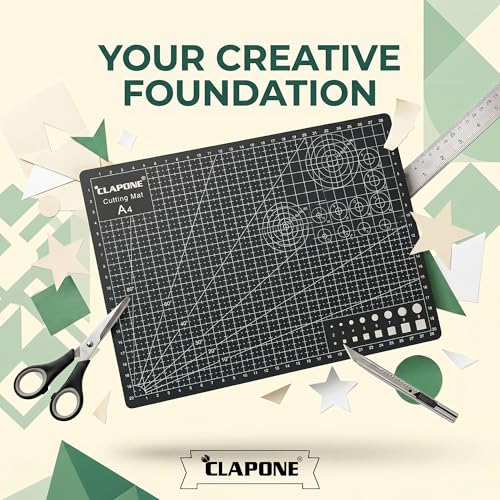 Image of Self Healing Cutting Mat Double Sided 5 Layer PVC Rotary Cutting Board for Sewing Quilting Fabric Leather Craft Scrapbooking DIY Art Hobby Projects (Black, A4)