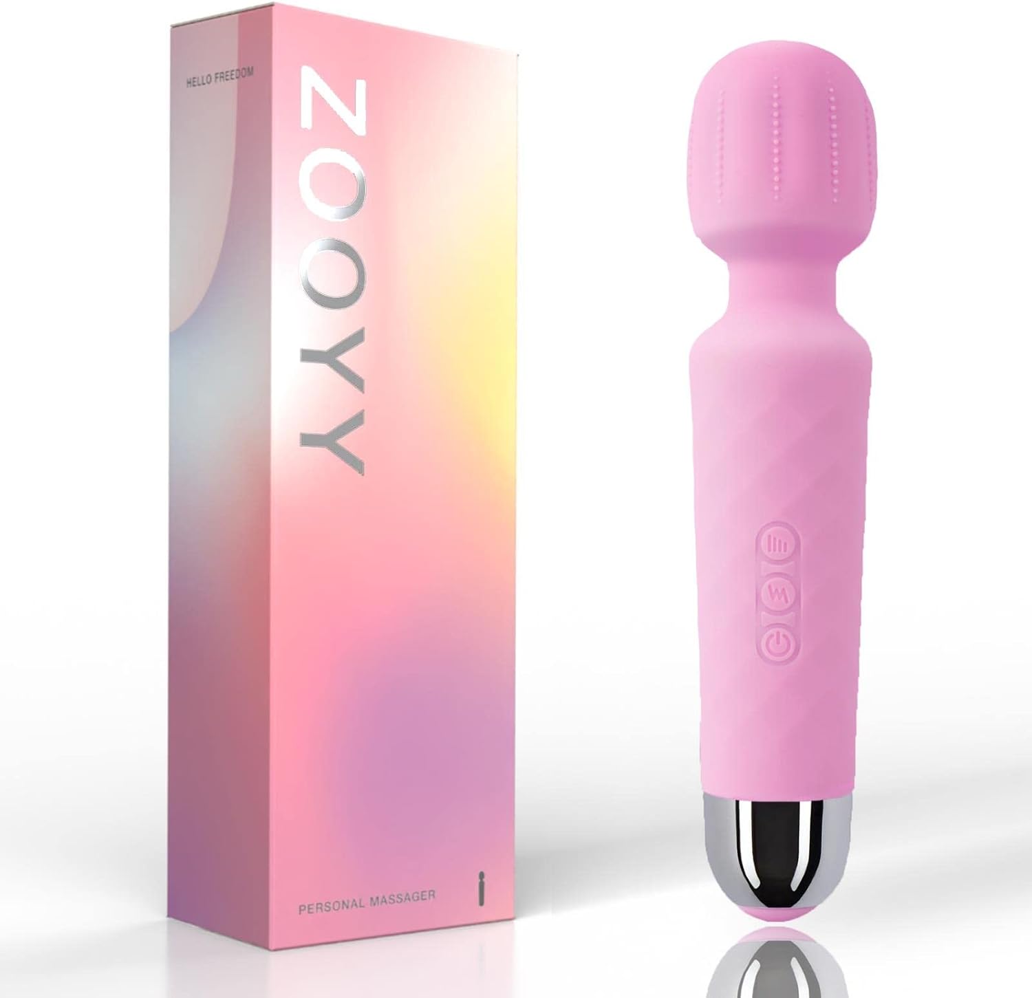 Rechargeable Personal Massager - Quiet & Waterproof - 20 Patterns & 8 Speeds - Travel Bag Included - Men & Women - Perfect for Tension Relief, Muscle, Back, Soreness, Recovery - Spike, Pink