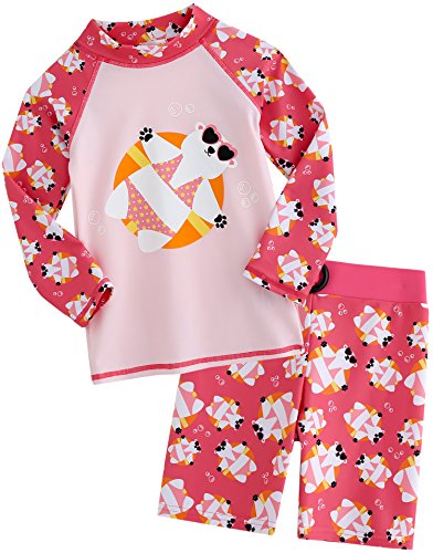 Image of VAENAIT BABY Girls Rash Guard Swimsuit UPF 50+ Long Sleeve Toddler Bathing Suit Ribbon Stawberry Floral Fruit for 2~8Years