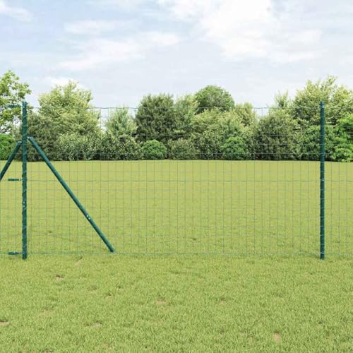 Kaloriko Eurozaun - Panel de valla verde de 1,4 x 10 m, hierro recubierto de PVC, valla de jardín, protección visual, elemento de valla doble, malla de alambre de metal para terraza, balcón y jardín