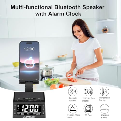 JTEMAN-Gifts-for-Men-WomenCell-Phone-Stand-with-Wireless-Bluetooth-SpeakerAdjustable-Cool-Tech-Kitchen-GadgetsUnique-Birthday-Gifts-for-MenWomen