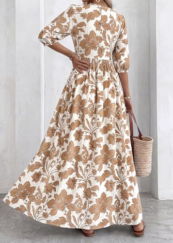 Image of KIRUNDO Maxi Dresses for Women 2026 3 /4 Sleeve Summer Dress