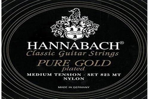 Hannabach Corde per chitarra classica, Serie 825 Tensione medio Special Gold - set di 3 corde basso (Re4+La5+Mi6)