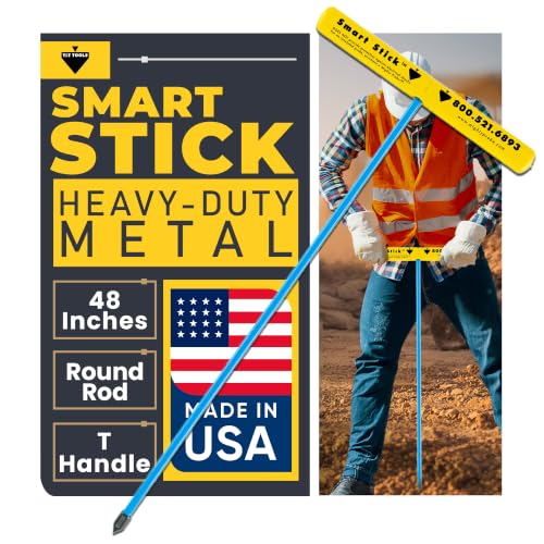 T&T Tools 48-Inch Smart Stick Metal Soil Probe 3/8 Heavy Duty Round Metal Rod with T-Handle for Penetrating Ground Plumbing Landscaping Locating Septic Tanks Gas & Water Lines Tiles -1 Pack