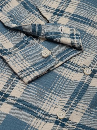 Image of THE BEAR HOUSE Men's Checked Slim Fit Flannel Casual Shirt | Blue & White | TBH-BASTA-BL