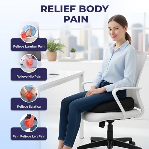 Image of Billebon Orthopedic Memory Foam Donut Pillow for Tailbone Pain| Coccyx Seat Cushion for Piles & Hemorrhoids| Sciatica| Prostate| Post-Natal| Pregnancy Pain Relief| Breathable Mesh Cover - Black