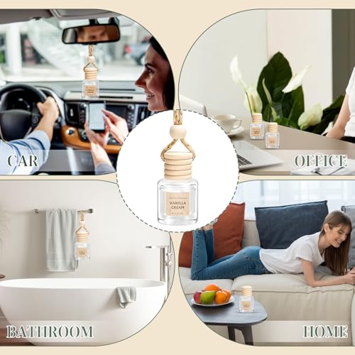 Image of AROIC Hanging Car Air Freshener, 6 Pack Vanilla Cream Long Lasting & Refillable Air Freshener, Natural Plant Essential Oil Fragrance Aromatherapy Diffuser, Car Accessories Interior Set for Women & Men