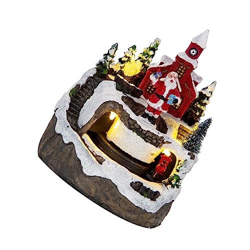 FUNOMOCYA Outdoor Christmas Decorations Christmas Village House Lights Lighted Miniature House Figurine