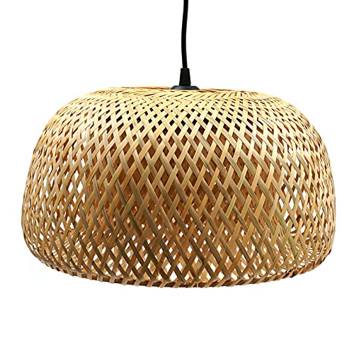CNCEST Chandelier Lamp, Rustic Hanging Ceiling Lamp Bamboo Wicker Rattan Shade Pendant Light Fixture for Bedroom Living Room Study Room Restaurant US - Image 7