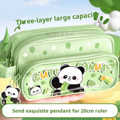 Image of WORSHIPER Super Cute Cartoon Girl Three Layers Pencil Pouch with Large Capacity Cartoon Pattern Pencil Case, Best Kids Stationery Organizer (Sweet Cake)