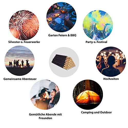 Avantina 11 Fackeln Hochwertige Handschutz, mit Extra Langem Griff, Kinder Fackeln Spaß für Nachtwanderung Wachsfackel 11 x 45 min