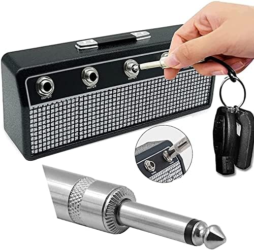 acdokuk 4Pcs Marshall Key Holder, Wall mounting Guitar amp Key Holder, Includes 4 Guitar Plug Keychains, Quick and Easy Installation