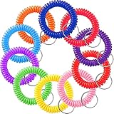 100 Pieces Colorful Spring Wrist Coil Keychain Stretchable Plastic Wrist Keychain Bracelet Wrist...