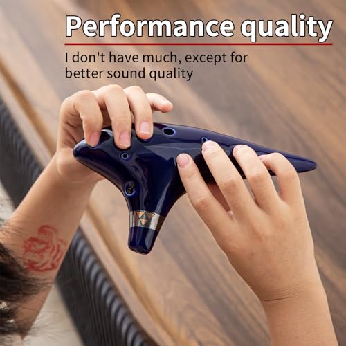 Image of inchOcean Notes inch 12 Hole Sweet Potato Ocarina Graceful Shape Pottery Ocarina in Alto C (Royal Blue)