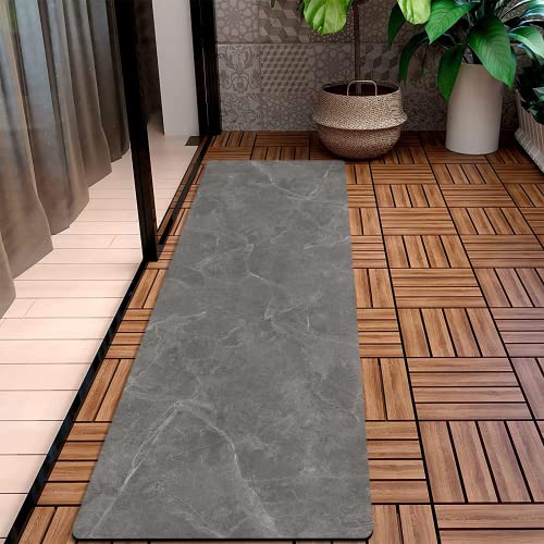 Pu Leather Carpet Runners For Hallways - Living Room Area Runner Rugs Non Skid Washable - Rubber Backed Laundry Room Rug Mat Waterproof Floor Runner For Home Bathroom Patio, Marble 83 X 28 Inch #TOP3