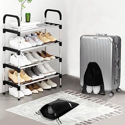 GAOHAN 10 Pcs Travel Shoe Bag,Shoe Bags,Shoe Bags for Travel,Drawstring Non-Woven Shoes Storage Bags with Transparent Window for Daily and Travel Use(Black) - Image 7