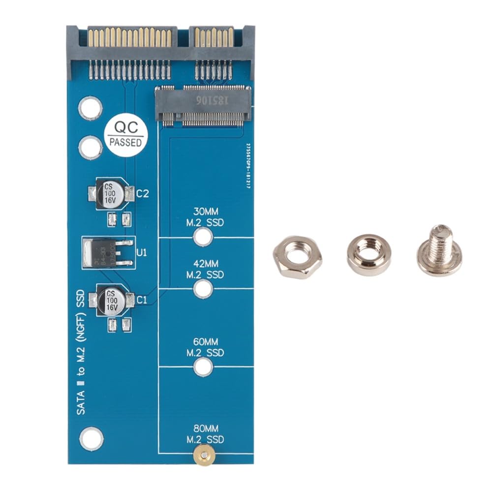 Anu Limen NGFF M.2 to SATAs Adapter Card – Type-B Interface Converter for 3cm to 8cm SSDs, ABS Blue Board with Screws Set 3.94x1.69x0.28 in