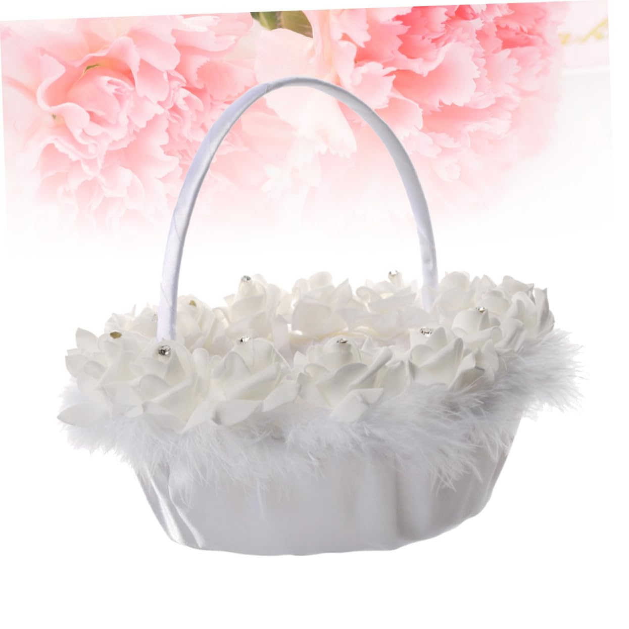 Hochzeitsblumenkorb Hl-5620-bs 2 Stück Gewebe Weiß für Hochzeitsfeier | Blumenmädchenkörbchen für Hochzeiten, Abschlussatmosphäre, Brautkorb als Partydeko