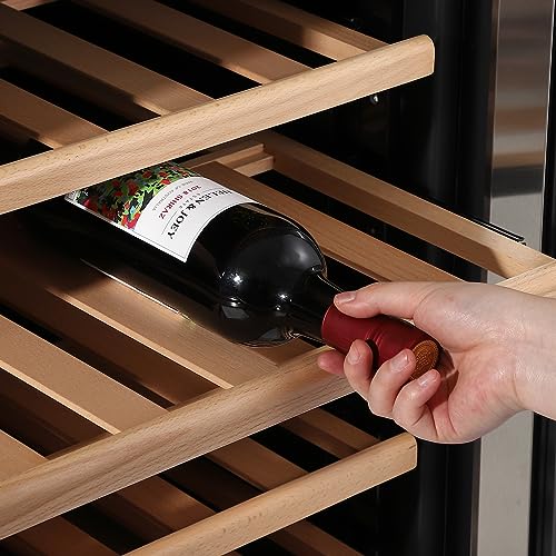 GAOMON 24 Inch Wine Fridge Dual Zone, 189 Bottles Large Wine Cooler Refrigerator, Freestanding Wine Fridge With Intelligent Temperature Memory & Humidity Control Design, Fast Cooling Low Noise
