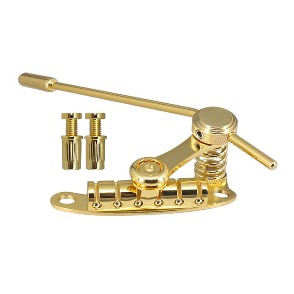Acouto Części Zamienne do Mostka Gitarowego Mostek Elektryczny Końcówka Mostka Tremolo Płytka Zatrzymująca Gitarowego do Gitar/SG Mosty Akcesoria Materiał】 od Made Iron Combi Guitar (GOLD)