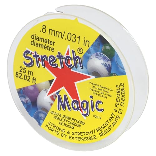 Stretch Magic Elastic Beading Cord Clear Color 0.8mm in Diameter 25-Meter (82 ft) - Easy to Knot Strong & Stretchy String for Making Beaded Jewelry
