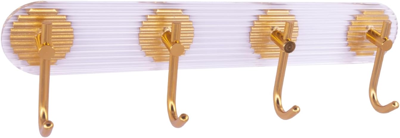 Wall Mounted Coat Rack Acrylic Clothes Hangers Modern Aluminum Hooks Adhesive Storage for Scarves Purses Keys Hats Towels Holder for Bathroom Bedroom Kitchen Entryway Hallway (4 Hooks)