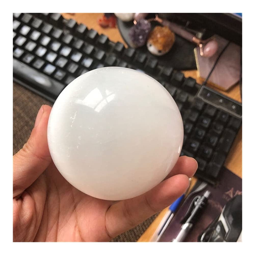 Sphères polies boule de cristal de sélénite blanche naturelle artisanale haut de gamme