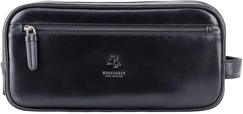 Miniatura 2 de Visconti Bolsa de lavado de cuero de la colección Monza para hombre para viajes, negro (cognac black), Bolsa de lavado