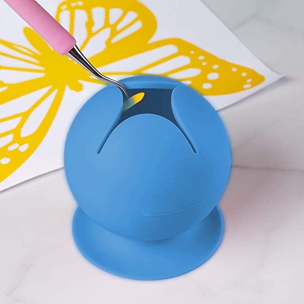 Scrap Vinyl Collector Lightweight Silicone Suction Cup Type Waste Storage Box,Star-Shaped Opening with Suction Cup Collector for Rings Arts Crafts Sewing (Blue)