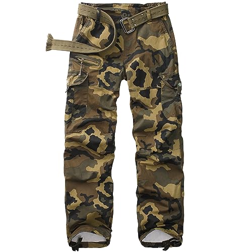yeyity Cargohose Damen Hosen Multi Taschen Wanderhose Outdoorhose Baumwolle Arbeitshose Jogginghose Relaxed-Fit Trekkinghose Militär Hose Streetwear