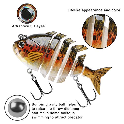 Rose Kuli Fishing Lures for Bass Multi Jointed Swimbaits Slow Sinking Fishing Bait Kit Lifelike for Freshwater Saltwater - Thumbnail 6