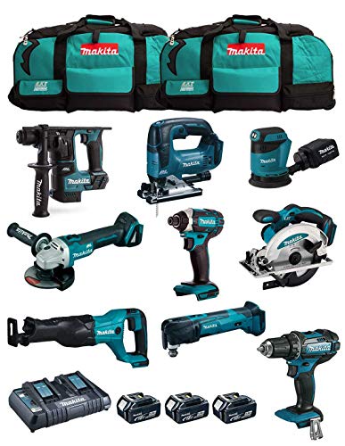 MAKITA Kit MK901 (DDF482 + DHR171 + DGA504 + DTD152 + DJV182 + DSS610 + DJR186 + DBO180 + DTM51 + 3 Batteries de 5,0 Ah + Chargeur + 2 x LXT600)
